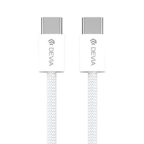 Φωτογραφία προϊόντος: Καλώδιο Σύνδεσης USB 2.0 Devia EC325 Braided USB C σε USB C PD 60W 1m Smart Λευκό N63881