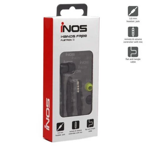 Φωτογραφία προϊόντος: Hands Free Mono inos 3.5mm Flatron II με Μικρά Ακουστικά Μαύρο N63805