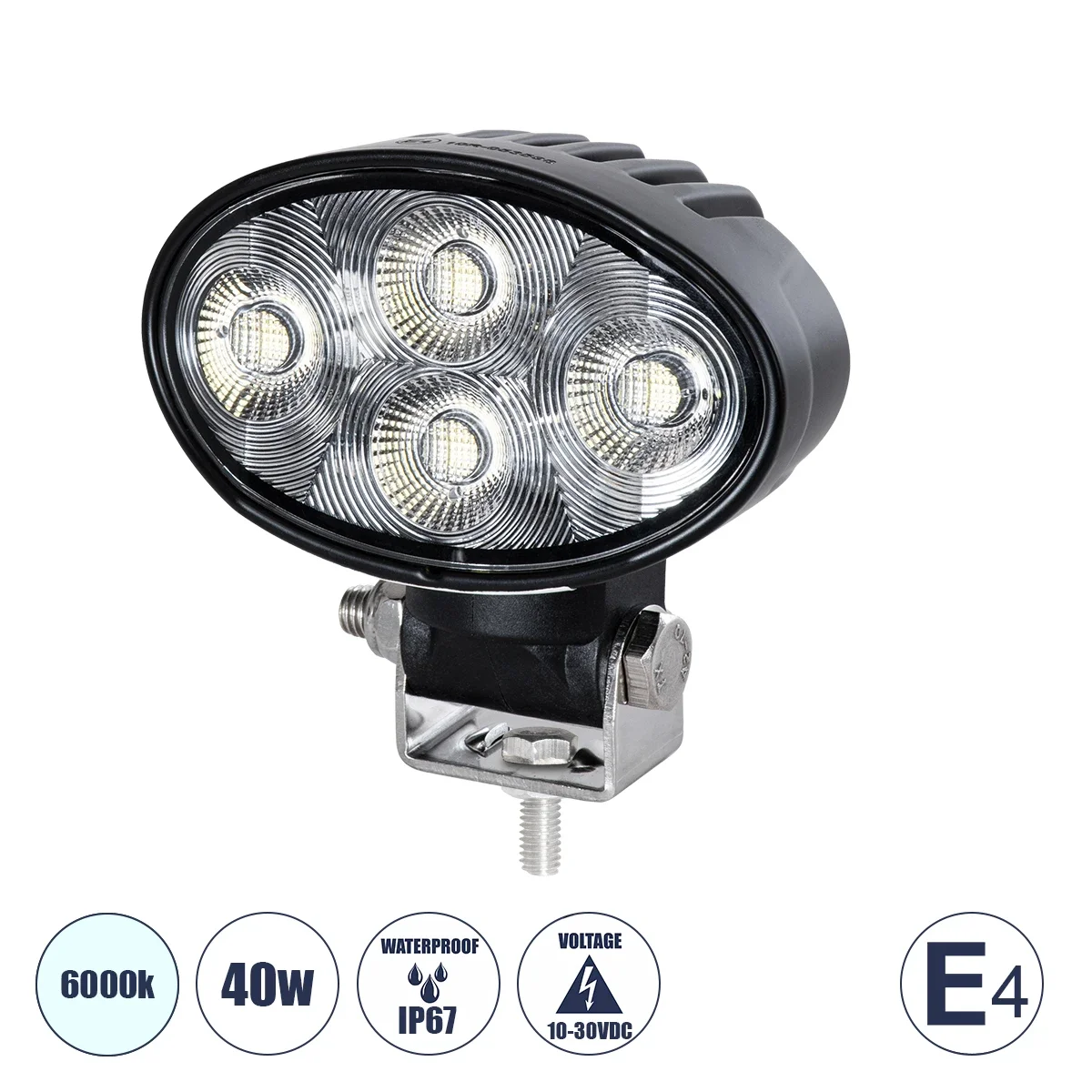 Φωτογραφία προϊόντος: GloboStar® 85336 E4 Mark Vehicle & Forklift Work Lights - φώτα εργασίας για οχήματα περονοφόρα - κλάρκ LED 40W DC 10-30V αδιάβροχο IP67 ψυχρό λευκό 6000K Μ10 x Π6 x Υ9cm