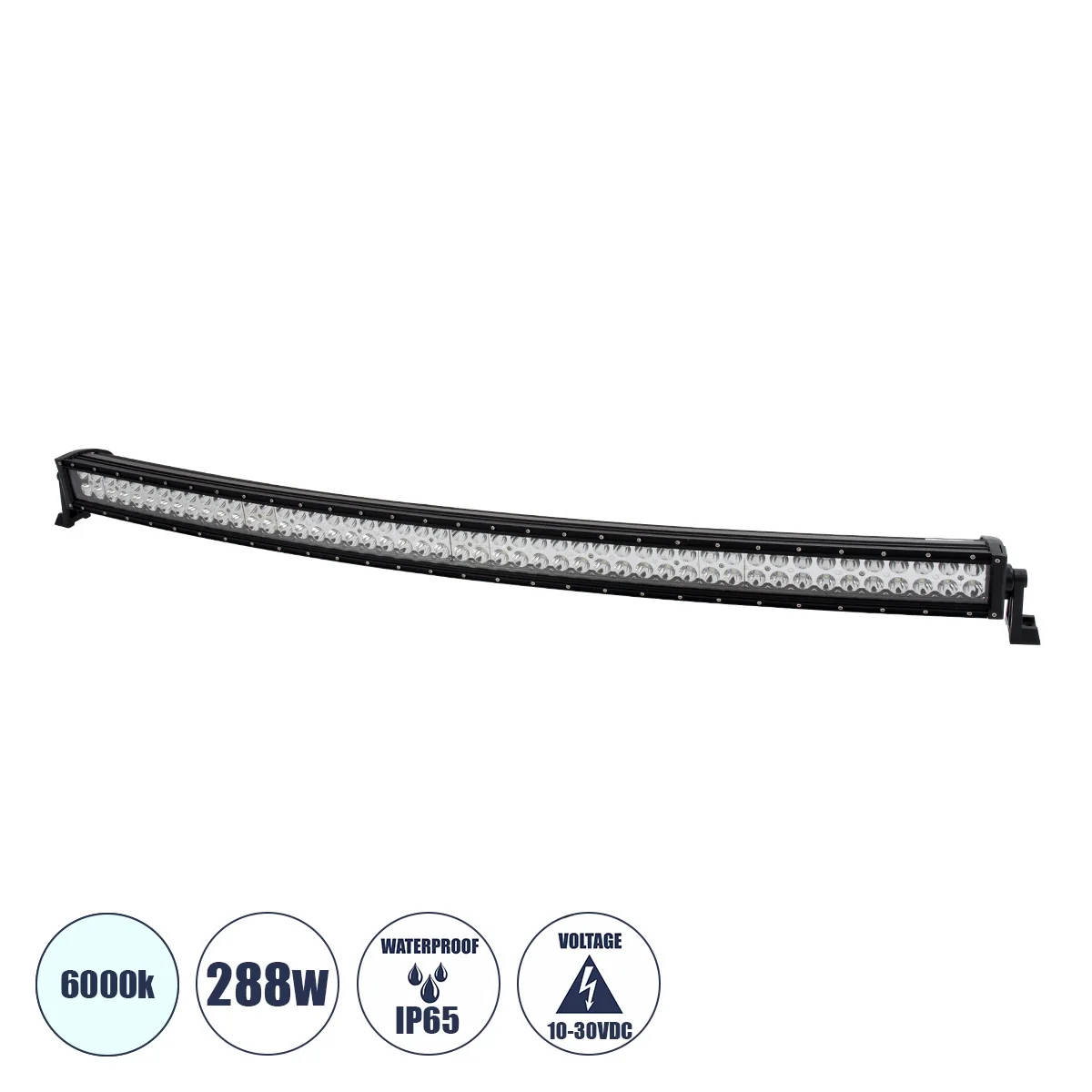 Φωτογραφία προϊόντος: GloboStar® 85473 JEEP & Forklift LED Curved Bar - μπάρα εργασίας Curved για οχήματα - JEEP & περονοφόρα - κλαρκ LED 288W DC 10-30V αδιάβροχη IP65 ψυχρό λευκό 6000K Μ128 x Π