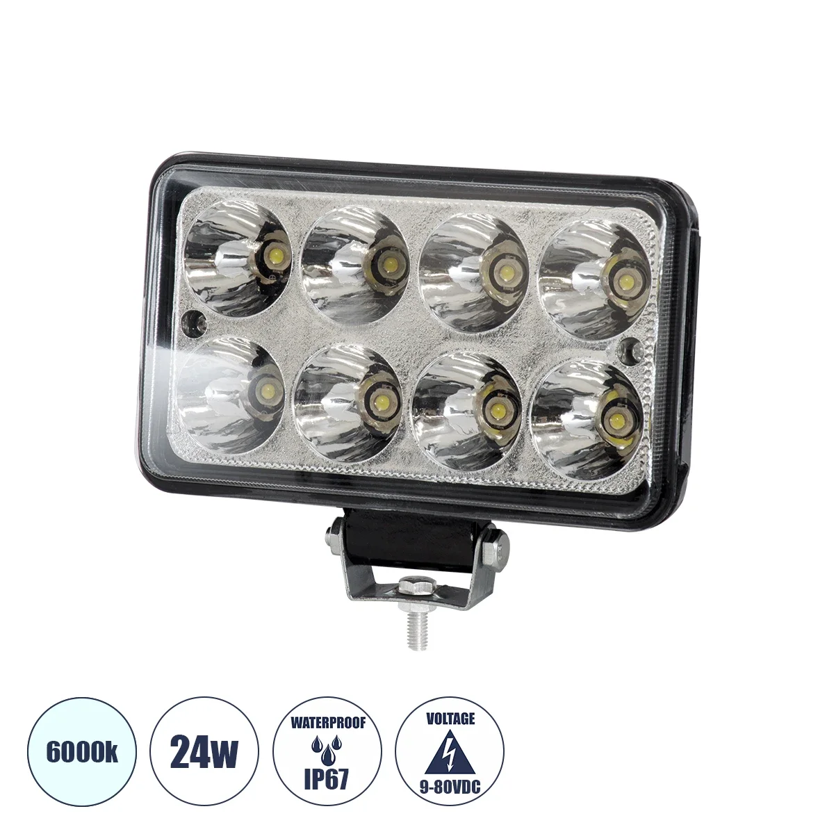 Φωτογραφία προϊόντος: GloboStar® 85419 - Φώτα εργασίας για οχήματα και περονοφόρα - κλάρκ LED 24W DC 9-80V αδιάβροχο IP67 ψυχρό λευκό 6000K