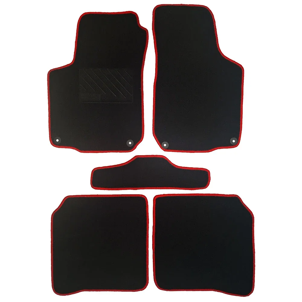 Φωτογραφία προϊόντος: AUTOTREND Seat Toledo II 1999-2005 πατάκια μοκέτα Premium μαύρα με κόκκινο ρέλι και 4 κουμπώματα 5τμχ