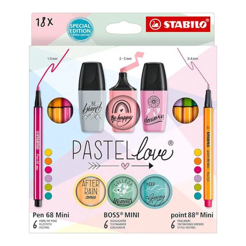 Φωτογραφία προϊόντος: ΣΕΤ STABILO PASTELLOVE 18τεμ (mini 68,88,boss)