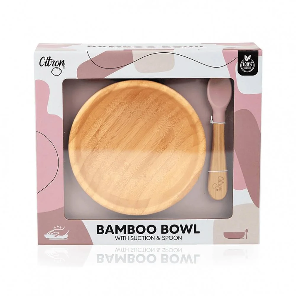 Φωτογραφία προϊόντος: Citron 73612 Bamboo Bowl with Suction and Spoon - Blush Pink