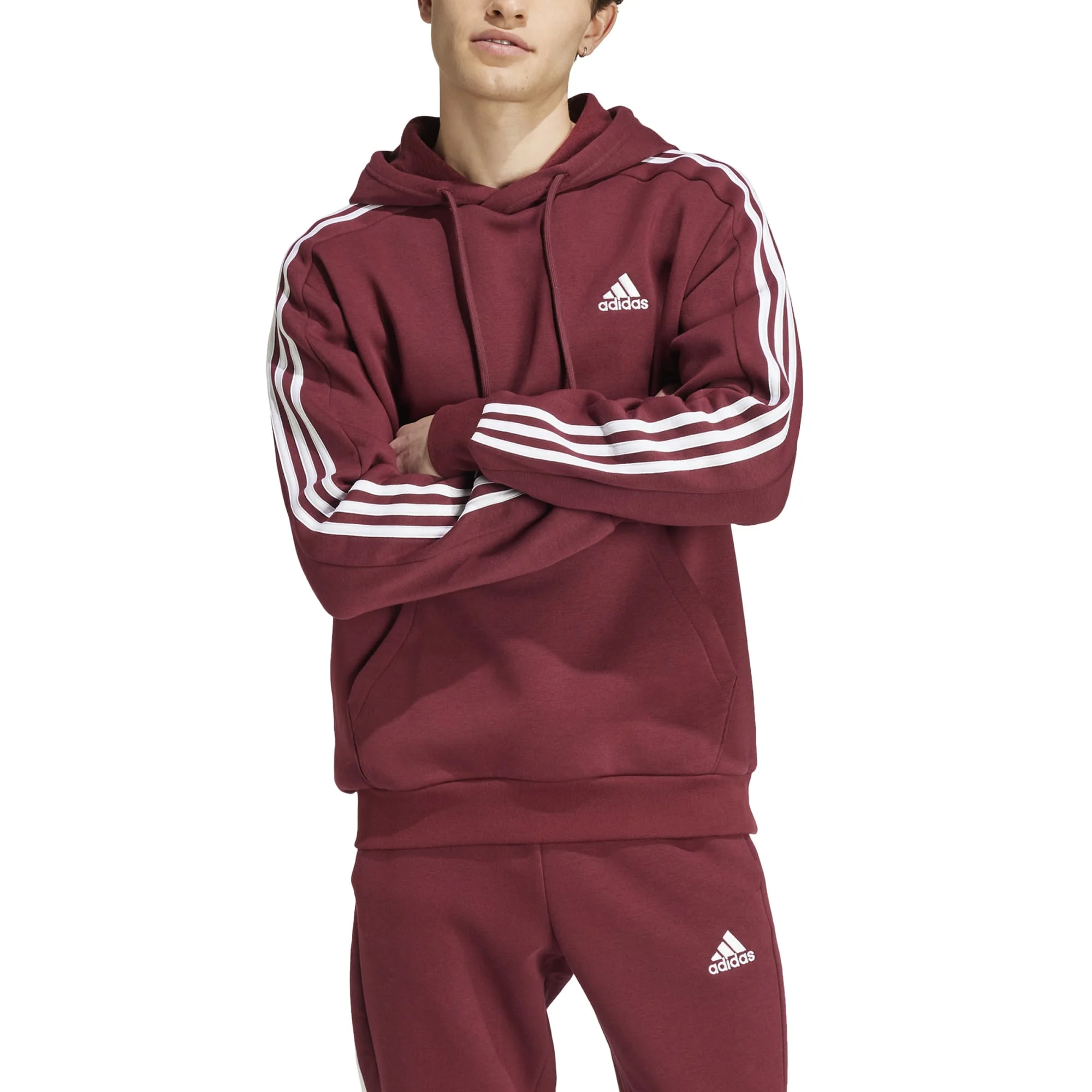 Φωτογραφία προϊόντος: Adidas Essentials Fleece 3-Stripes Hoodie JG5949 Μπορντό