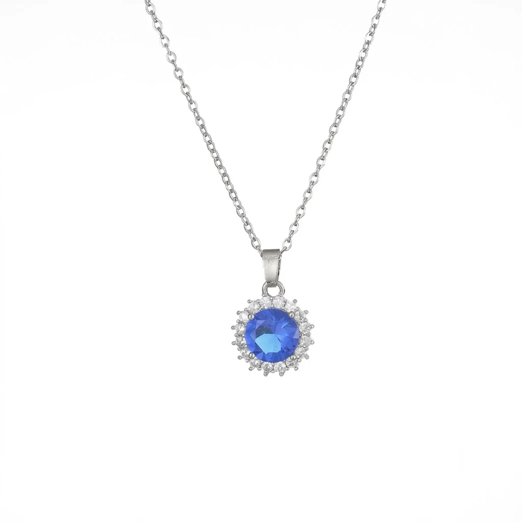 Φωτογραφία προϊόντος: Peach Jewelry Peach Jewerly Γυναικείο Κολιέ Από Χάλυβα Τιτανίου Και Χαλκό Με Ζιργκόν Ασημί Μπλε