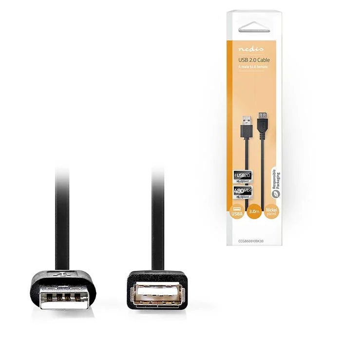 Φωτογραφία προϊόντος: NEDIS Καλώδιο USB High-Speed A αρσ. - USB Α θηλ., 3.00m.