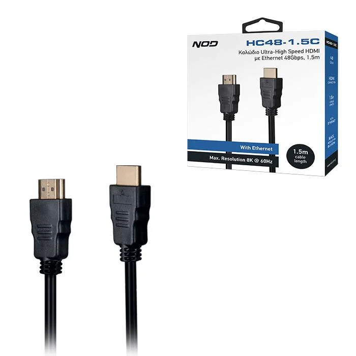 Φωτογραφία προϊόντος: NOD Καλώδιο Ultra-High Speed HDMI με Ethernet 48Gbps, HDMI αρσ. - HDMI αρσ., 1.5m.