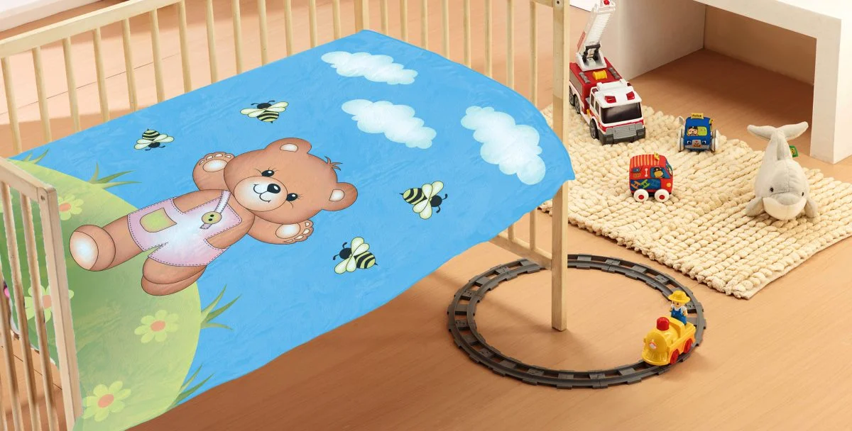Φωτογραφία προϊόντος: DIMcol ΚΟΥΒΕΡΤΑ bebe Teddy Bear 01 110Χ140 Sky blue Βελουτέ polyester