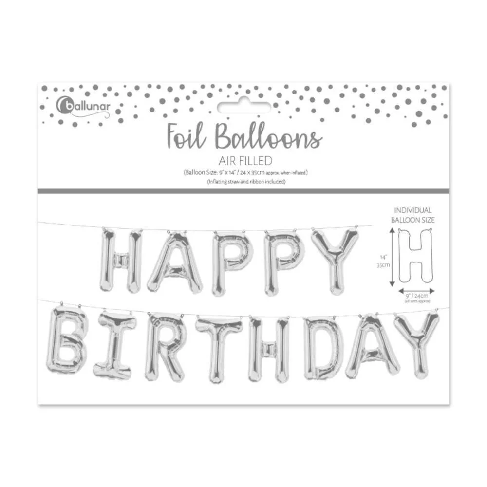 Φωτογραφία προϊόντος: FUN HOUSE Μπαλόνι Ασημί "Happy Birthday"