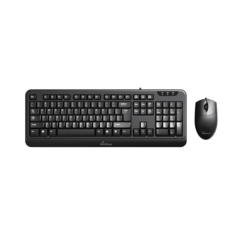 Φωτογραφία προϊόντος: MediaRange Corded Keyboard +amp; 3-button mouse set, Wired (Black)