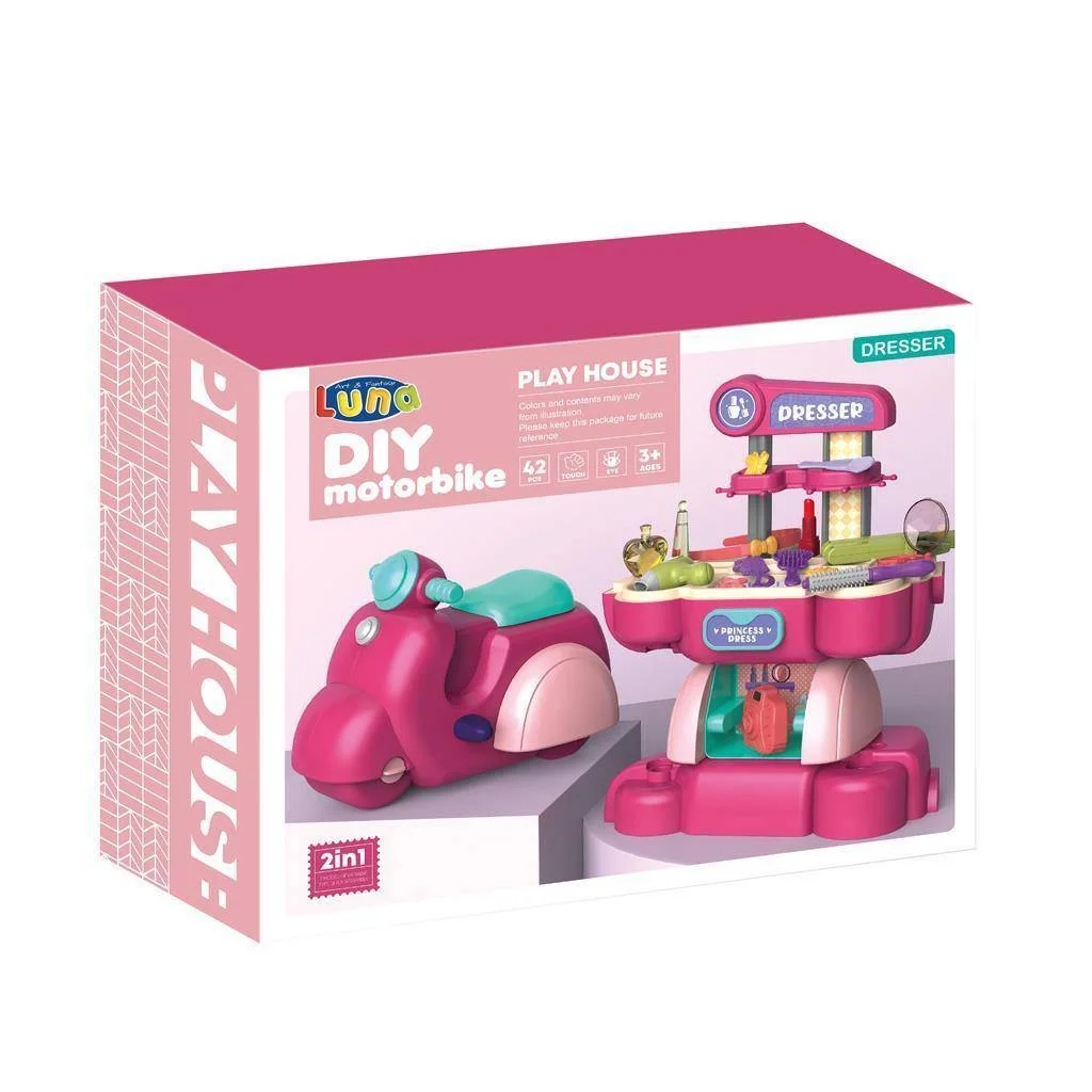 Φωτογραφία προϊόντος: Luna Toys ΒΑΛΙΤΣΑΚΙ ΜΗΧΑΝΗ ΣΕΤ ΟΜΟΡΦΙΑΣ 40x32x14cm ΡΟΖ LUNA
