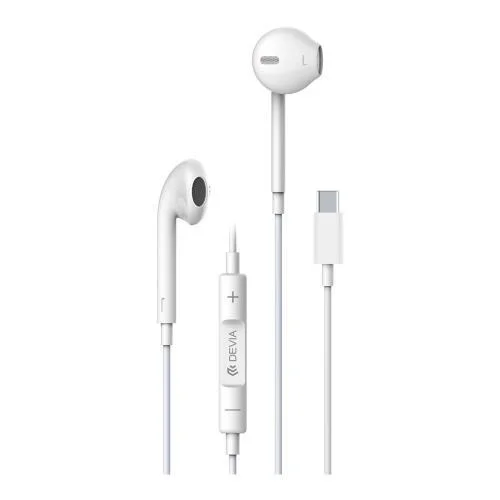 Φωτογραφία προϊόντος: Hands Free Stereo Devia EM048 Earpods USB C με Χειριστήριο & Μικρόφωνο Smart Λευκό N59012