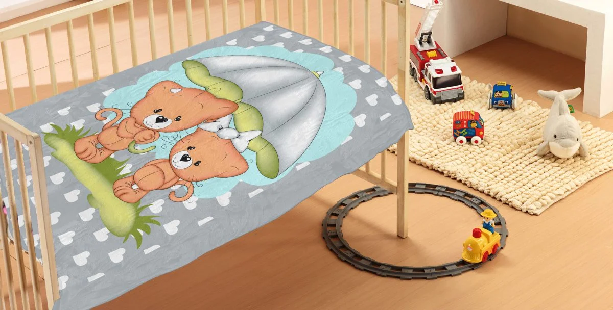 Φωτογραφία προϊόντος: DIMcol ΚΟΥΒΕΡΤΑ bebe Rainy Bears 07 110Χ140 Grey Βελουτέ polyester