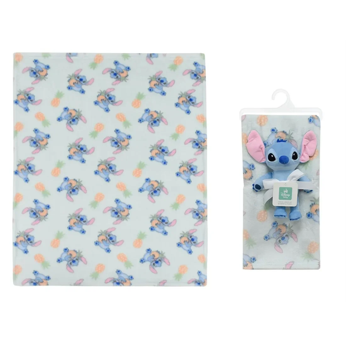 Φωτογραφία προϊόντος: Λούτρινο Disney Home Σετ 2 Τεμ- bebe Stitch 27 Ύψος 25 cm & Κουβέρτα Coral Fleece 75x100 cm Light Green