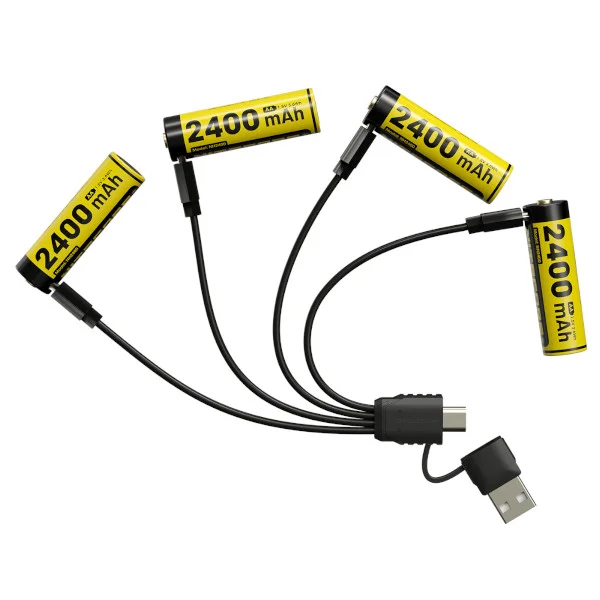 Φωτογραφία προϊόντος: NITECORE NH2400 Μπαταρία Επαναφορτιζόμενη ΑΑ Σετ 4 Τεμάχια Με Καλώδιο Φόρτισης 2400mAh