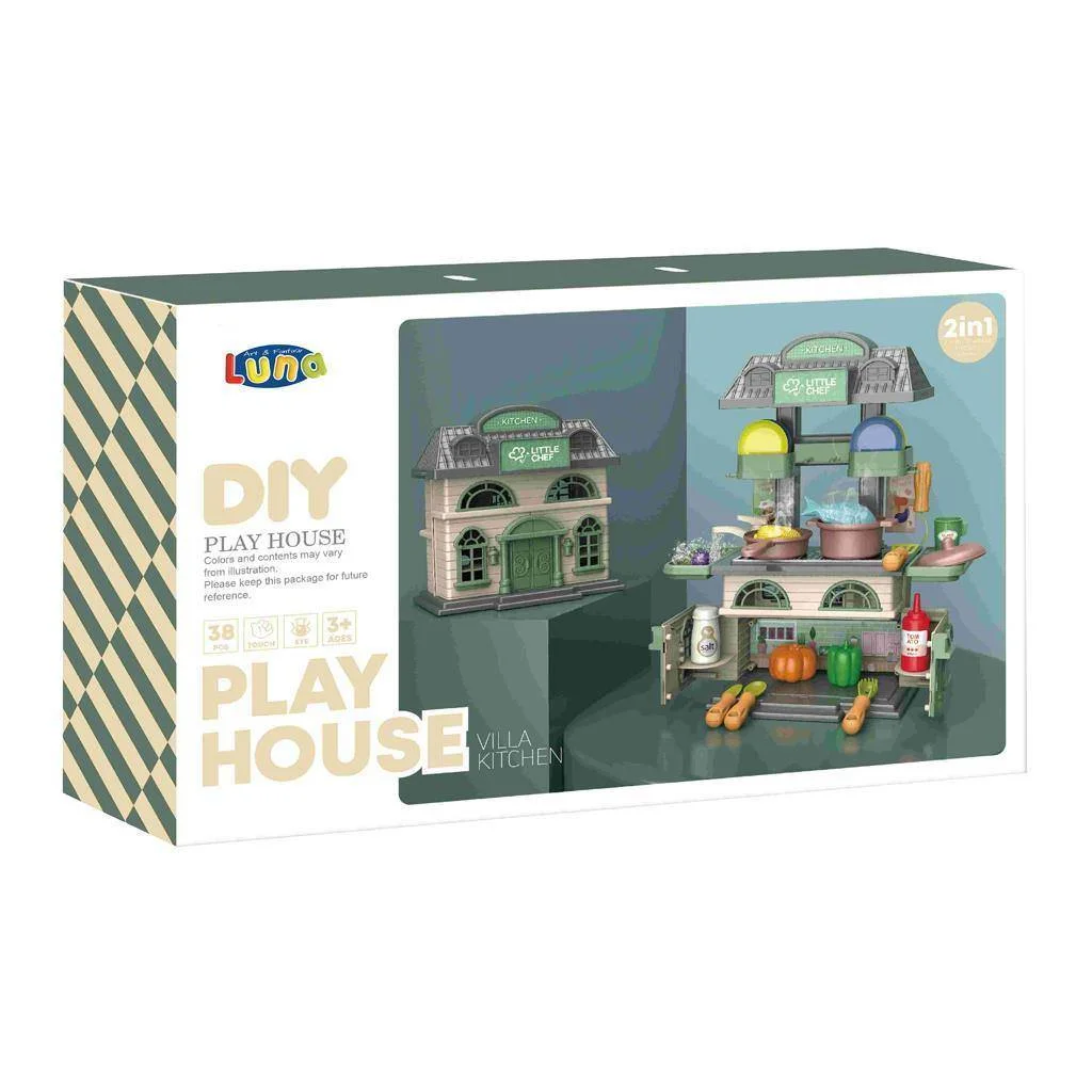 Φωτογραφία προϊόντος: Luna Toys ΒΑΛΙΤΣΑΚΙ ΣΠΙΤΑΚΙ ΜΕ ΚΟΥΖΙΝΙΚΑ LUNA 46,5x28,8x11cm ΠΡΑΣΙΝΗ