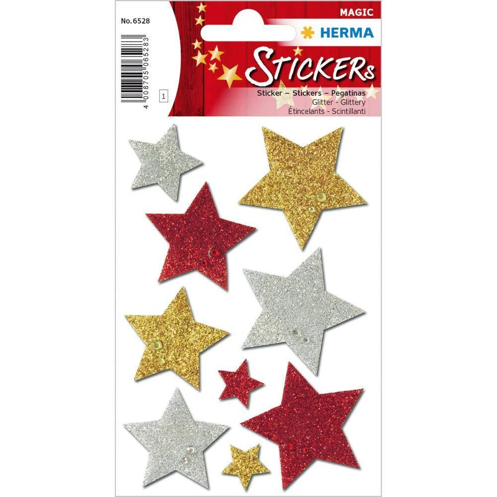 Φωτογραφία προϊόντος: LABEL Αυτοκόλλητα Herma No 6528 Stars Glitter Πολύχρωμα