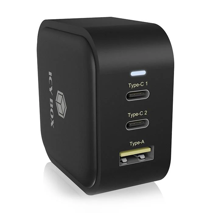 Φωτογραφία προϊόντος: ICY BOX Universal φορτιστής με 3 εξόδους, 1xUSB-A & 2xUSB-C και power delivery, 65W.