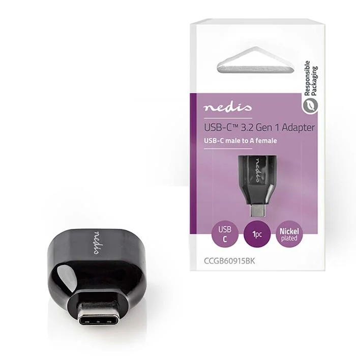 Φωτογραφία προϊόντος: NEDIS Αντάπτορας USB 3.2 Gen 1x1 A θηλ. - USB-C αρσ., σε μαύρο χρώμα.