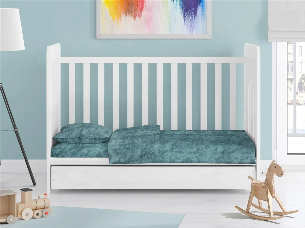 Φωτογραφία προϊόντος: DIMcol ΣΕΝΤΟΝΙΑ Σετ 3 τεμ bebe Premium Shadow 616 120X160 Petrol 100% Cotton