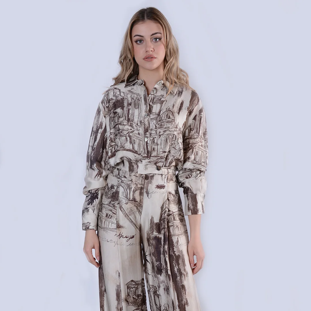 Φωτογραφία προϊόντος: Motel Satin Shirt PE252107 Ecru - Brown