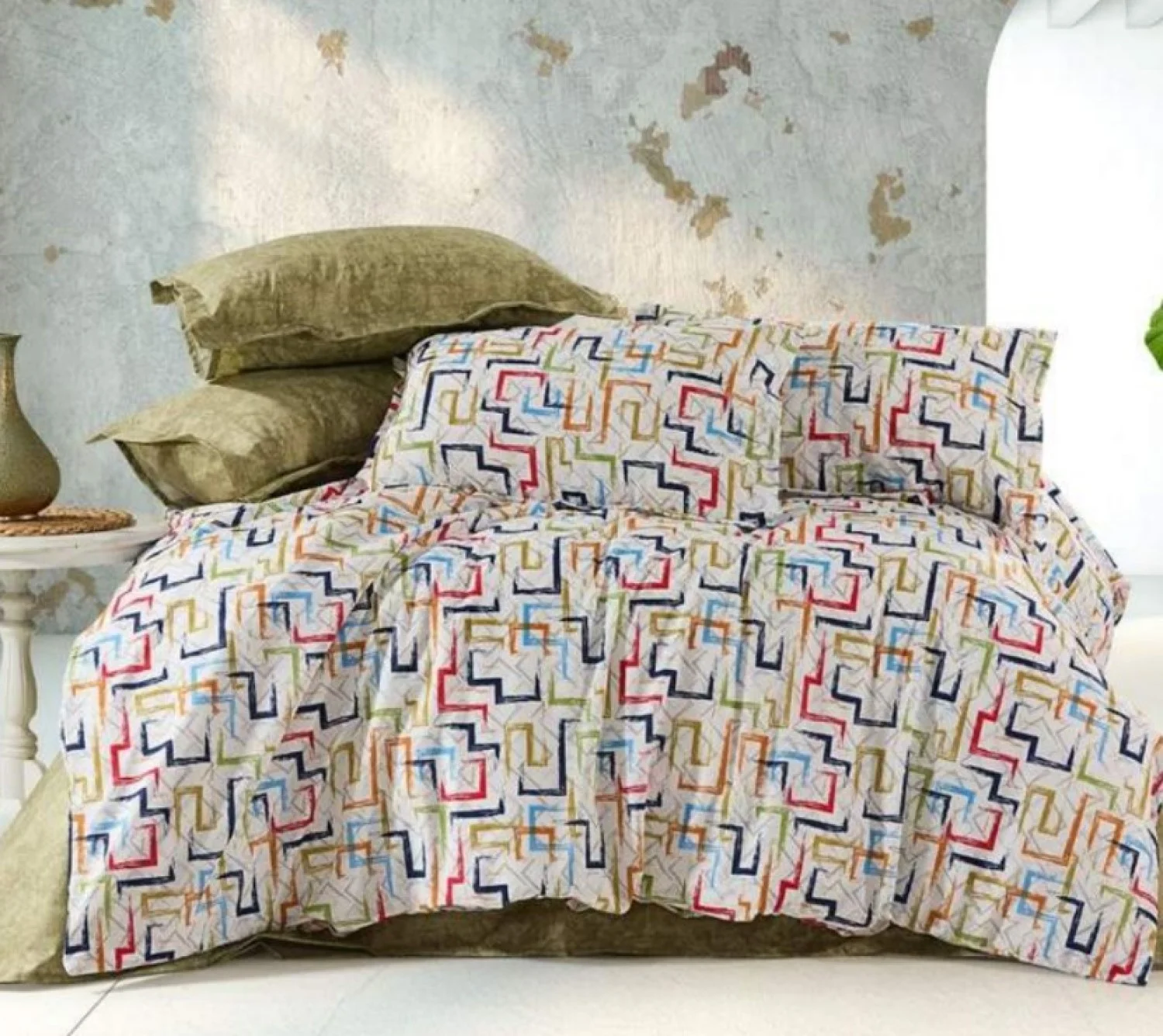 Φωτογραφία προϊόντος: MayHome Σετ Κουβερλί Polycotton King Size (Π: 260cm x Μ: 240cm) – 2520876533 Γεωμετρικό
