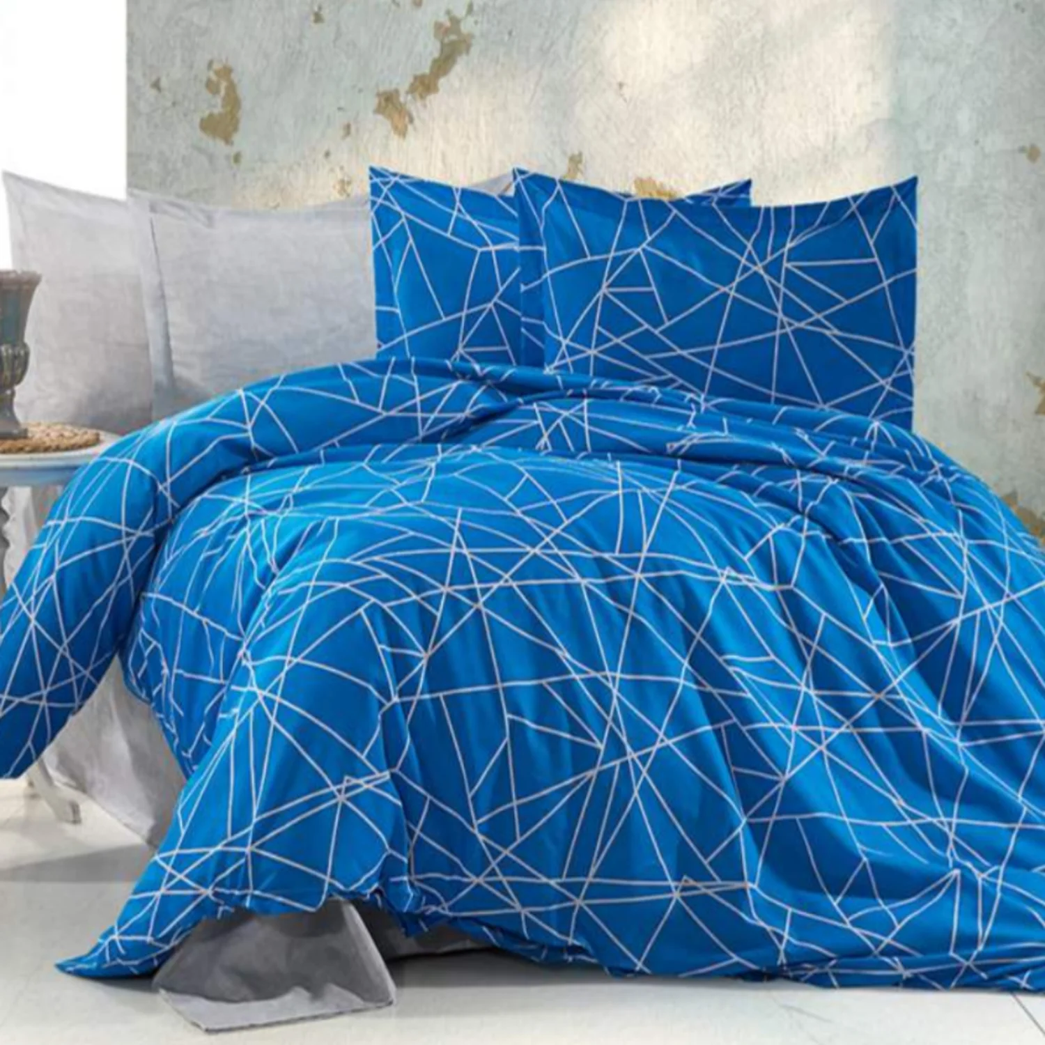Φωτογραφία προϊόντος: MayHome Σετ Σεντόνια Polycotton Γίγας 2520426525 -1 με Λάστιχο (Π: 170cm x Μ: 200cm x Υ: 30cm) – Γεωμετρικό