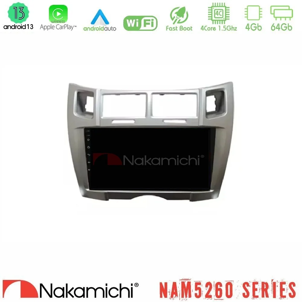 Φωτογραφία προϊόντος: Nakamichi NAM5260 Series 4Core Android13 4+64GB Toyota Yaris Navigation Multimedia Tablet 9 (Ασημί Χρώμα) Με Carplay & Android Auto
