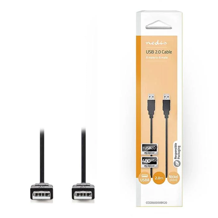 Φωτογραφία προϊόντος: NEDIS Καλώδιο USB High-Speed A αρσ. - USB A αρσ., 2.00m.