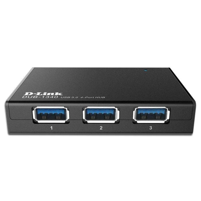 Φωτογραφία προϊόντος: D-LINK USB 3.0 Hub 4 θυρών σε μαύρο χρώμα.
