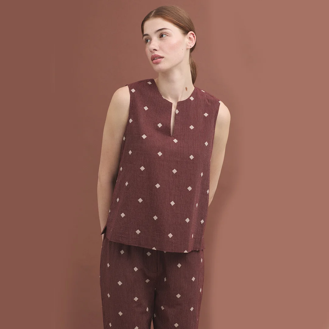 Φωτογραφία προϊόντος: Nice Things Diamond Jacquard Top WWU177 332 Chestnut