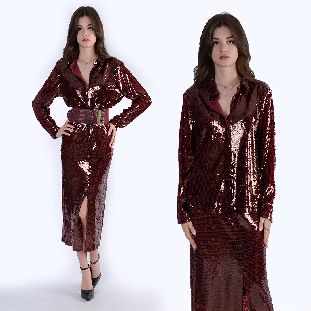 Φωτογραφία προϊόντος: Cherry Blue Sequins Shirt CBGI3607 Burgundy