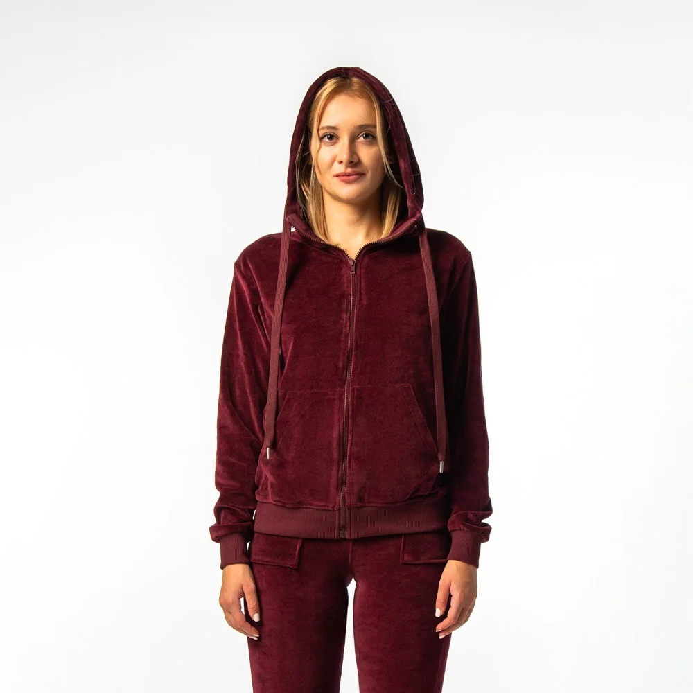 Φωτογραφία προϊόντος: Be:Nation Velour Full Zip Hood Regular Fit 07102206-5C Μπορντό