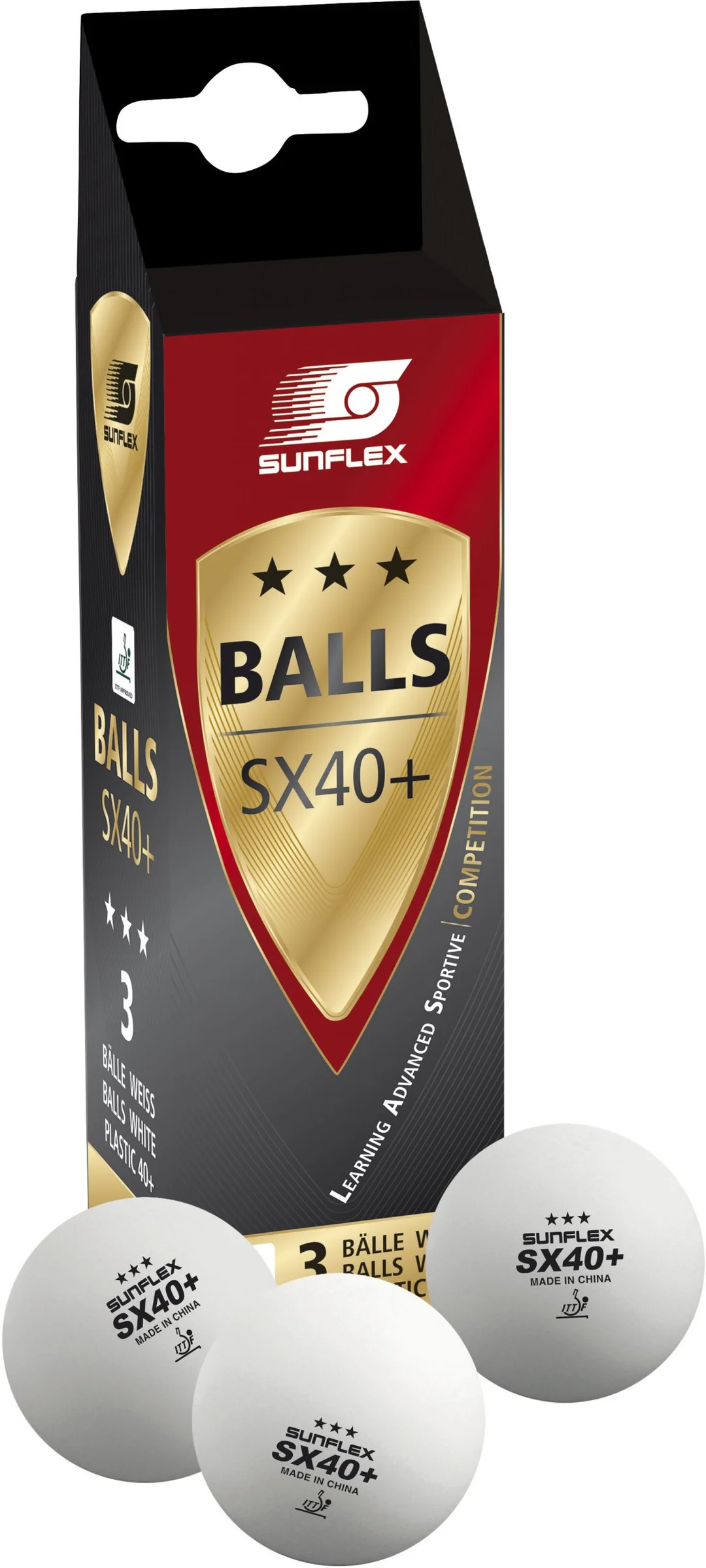 Φωτογραφία προϊόντος: Μπαλάκια Ping Pong Sunflex SX40+ Competition PVC 3 Τεμάχια SUNFLEX 97253