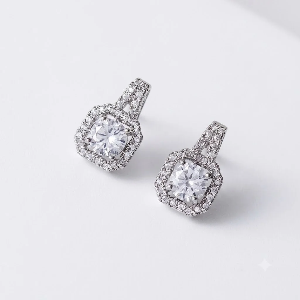Φωτογραφία προϊόντος: Peach Jewelry Peach Jewerly Γυναικεία Σκουλαρίκια Από Ανοξείδωτο Ατσάλι 304 Με Γεωμετρικό Σχεδιασμό Και Ζιργκόν