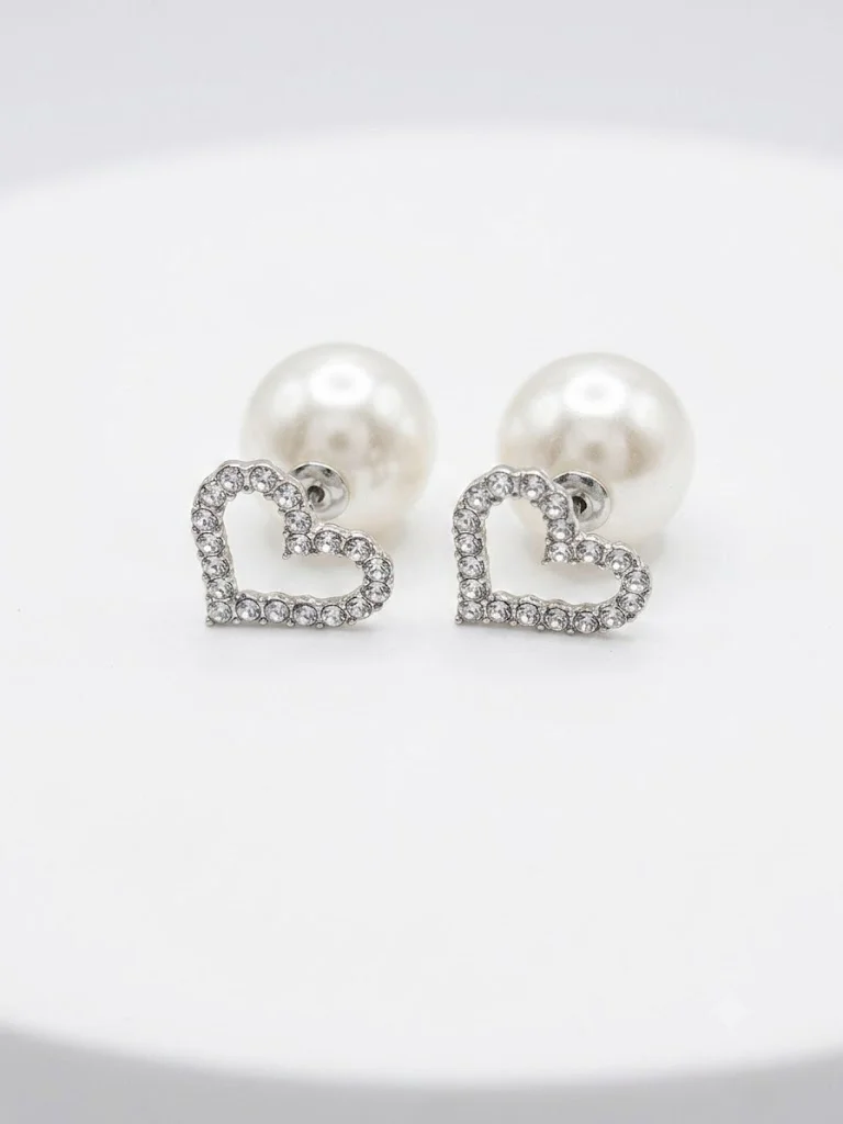 Φωτογραφία προϊόντος: Peach Jewelry Peach Jewerly Γυναικεία Σκουλαρίκια Από Ανοξείδωτο Ατσάλι Καρδιά-Πέρλα