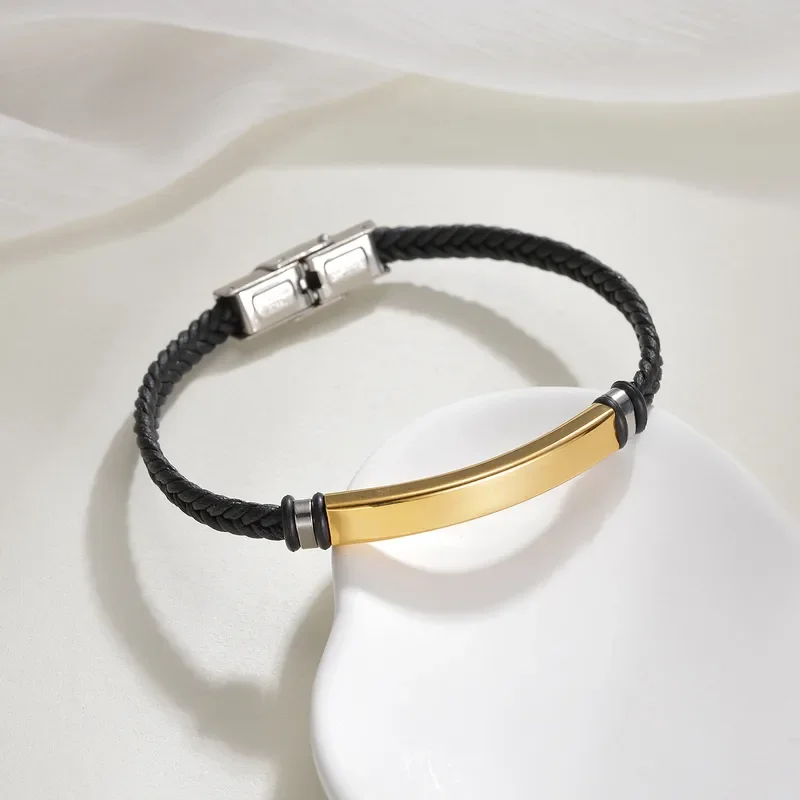Φωτογραφία προϊόντος: Peach Jewelry Peach Jewerly Ανδρικό Βραχιόλι Από Ανοξείδωτο Ατσάλι 304 Μαύρο-Χρυσό