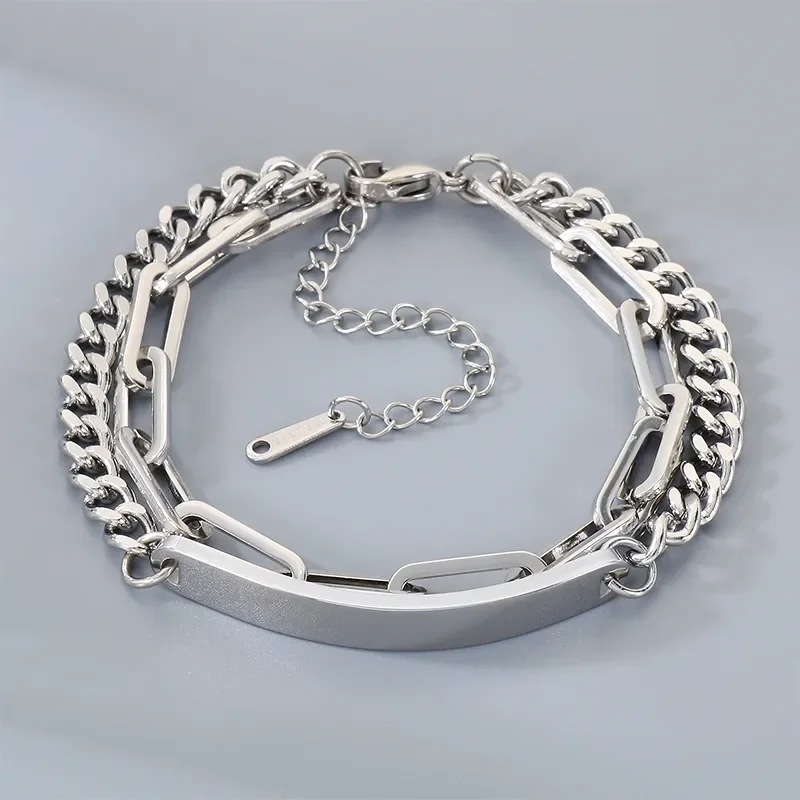 Φωτογραφία προϊόντος: Peach Jewelry Ανδρικό Βραχιόλι Ανοξείδωτο Ατσάλι Με Μοντέρνο Και Γεωμετρικό Σχεδιασμό Ασημί