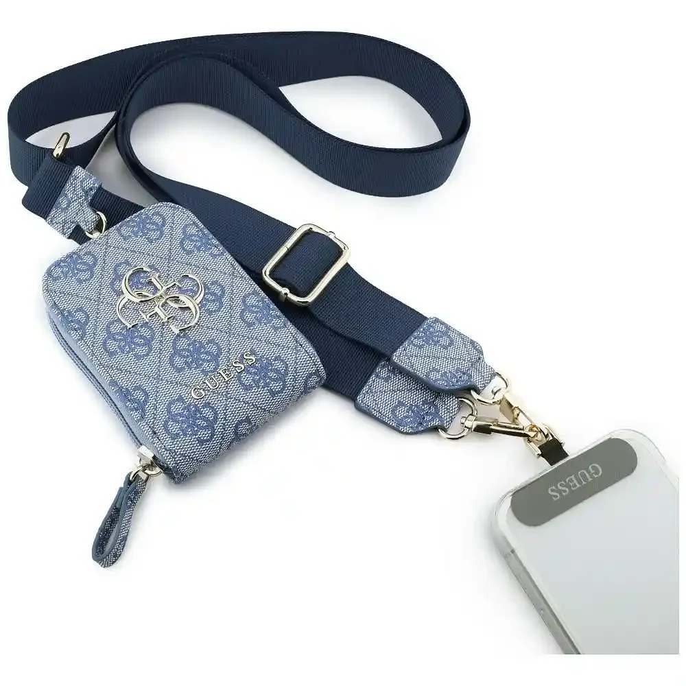 Φωτογραφία προϊόντος: Guess Universal Strap 4G Metal Logo Λουράκι Λαιμού για Κινητό με Πορτοφόλι Eco Leather Blue