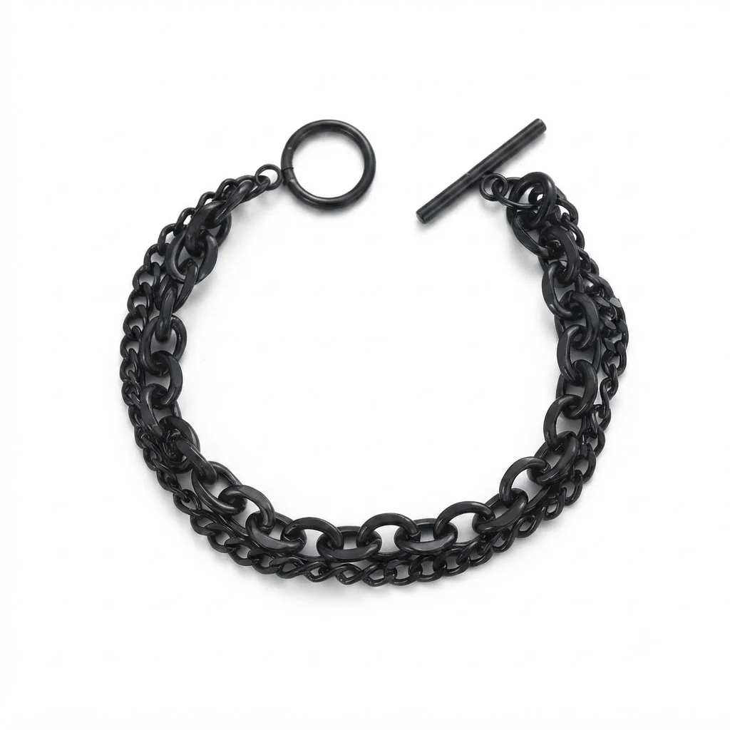 Φωτογραφία προϊόντος: Peach Jewelry Διπλό Ανδρικό Βραχιόλι Αλυσίδα Από Χάλυβα Τιτανίου