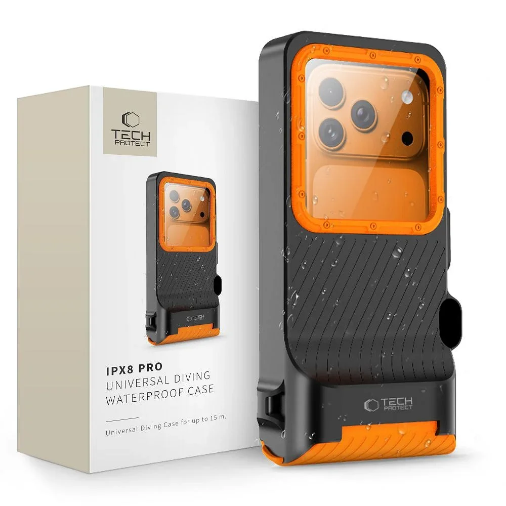 Φωτογραφία προϊόντος: Tech-Protect Tech‑Protect IPX8 Pro Αδιάβροχη Θήκη Universal Diving Waterproof Black/Orange