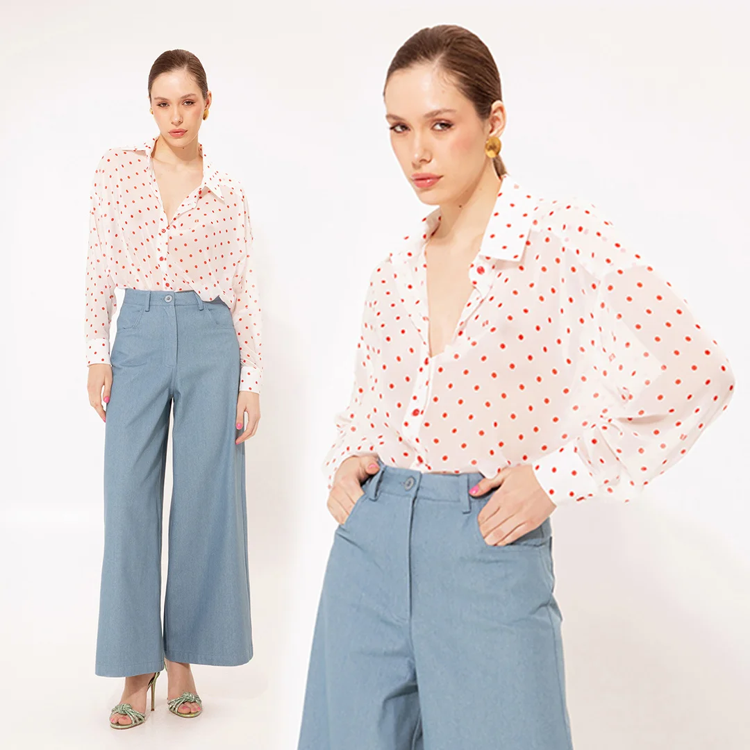 Φωτογραφία προϊόντος: WE ARE We_Are Oversized Chiffon Shirt SS25-0804 White Poua