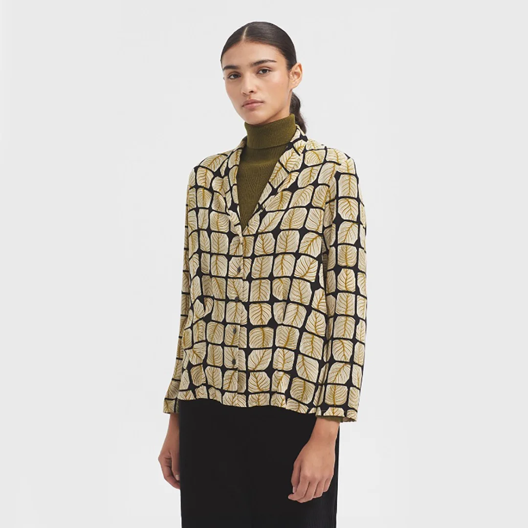 Φωτογραφία προϊόντος: Nice Things "Square Leaves Print" Blouse WWT106 620 Ecru