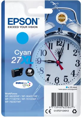 Φωτογραφία προϊόντος: Ink Epson 27XL C13T27124010 Cyan Crtr -1100Pgs - 10.4ml - C13T27124012