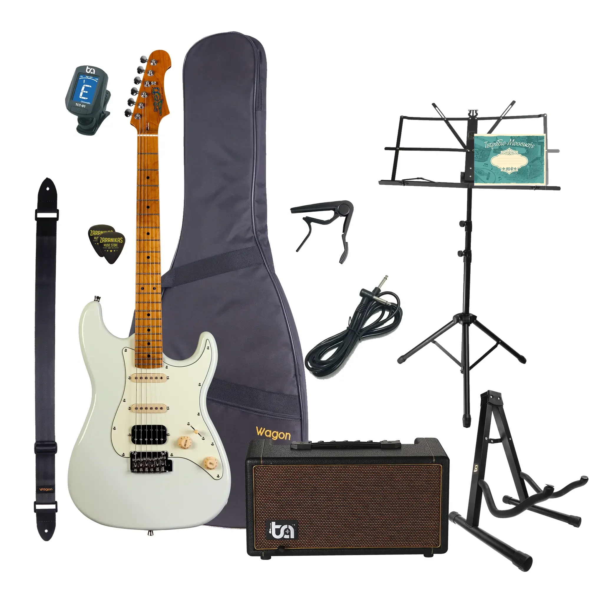 Φωτογραφία προϊόντος: JET Guitars JET JS-400 OW Stratocaster HSS Ηλεκτρική Κιθάρα Olympic White Ultimate Πακέτο