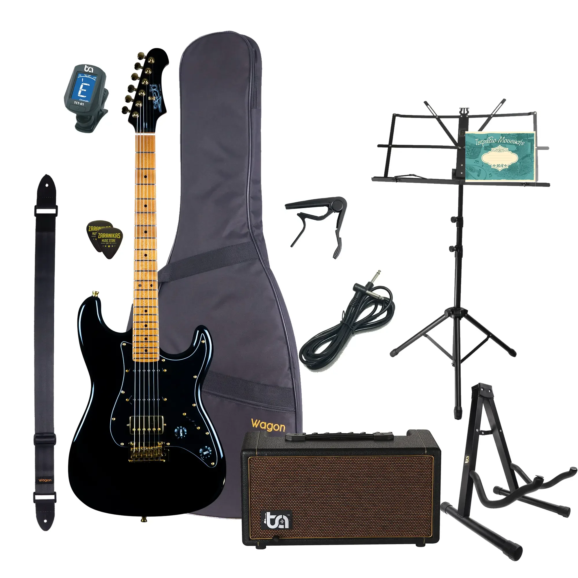 Φωτογραφία προϊόντος: JET Guitars JET JS-400 BK G Stratocaster HSS Ηλεκτρική Κιθάρα Black Ultimate Πακέτο