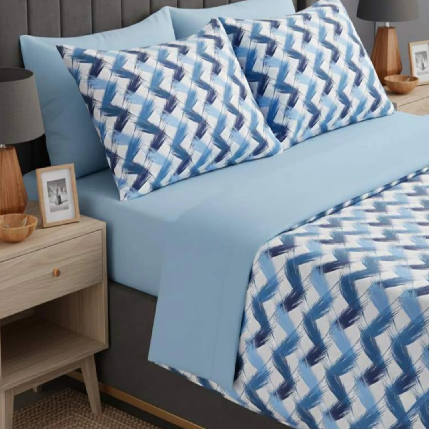 Φωτογραφία προϊόντος: MayHome Σετ Σεντόνια Polycotton Μονά 2520436522 (Π: 160cm x Μ: 240cm) – Γεωμετρικό