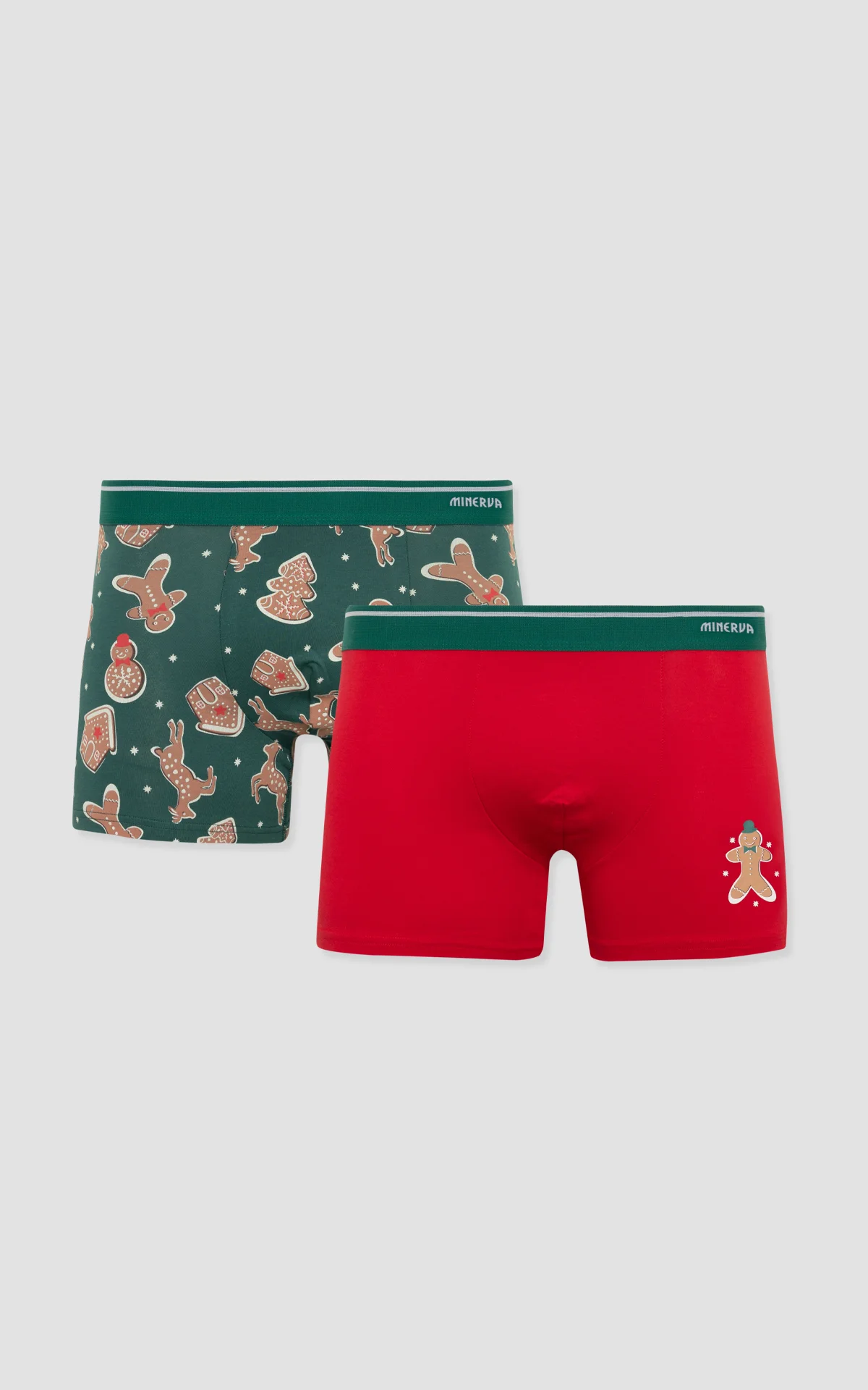 Φωτογραφία προϊόντος: Minerva X-mas Biscuit Red/Green Ανδρικά Βαμβακερά Μποξεράκια 2 τμχ - 2XL
