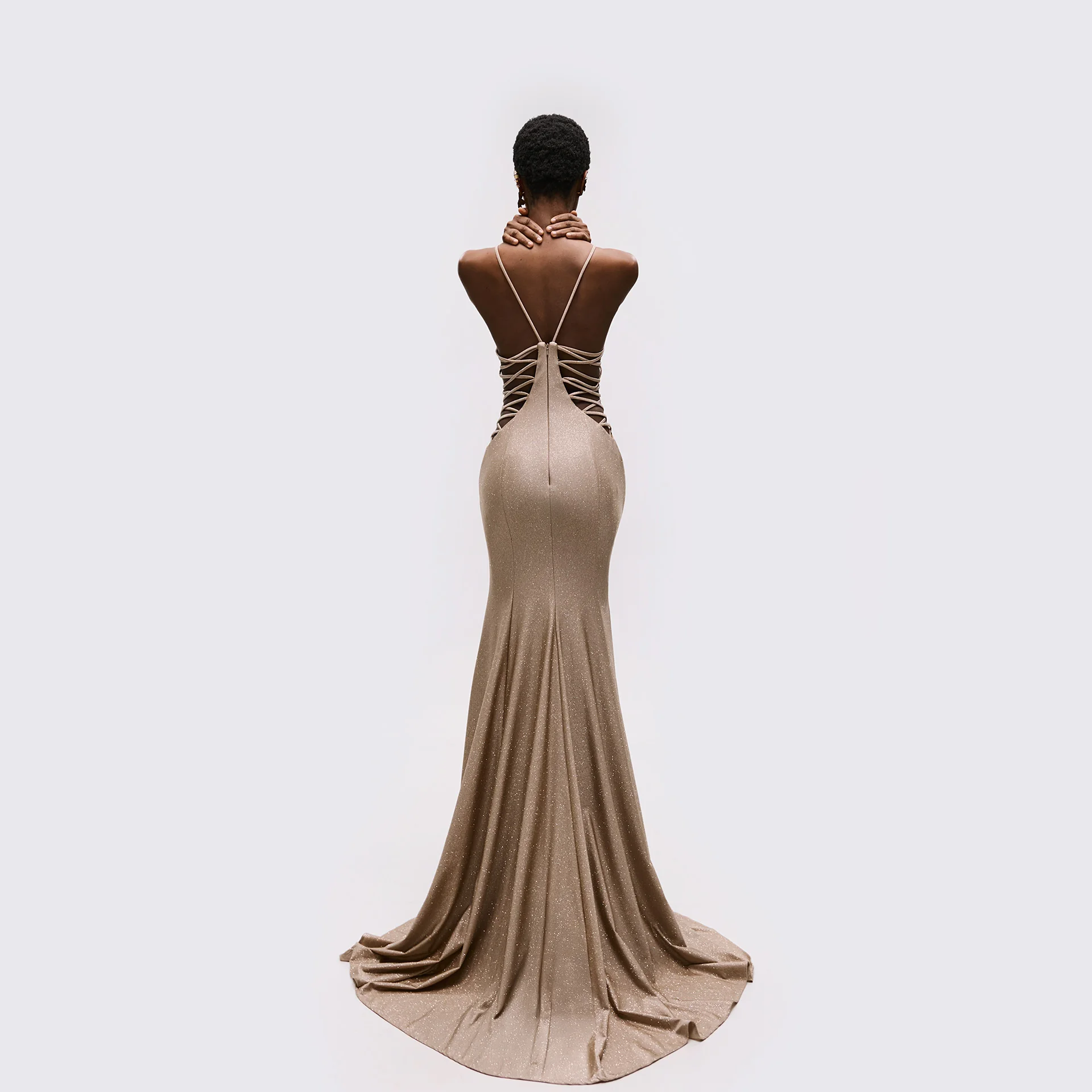 Φωτογραφία προϊόντος: Allure Evening Glitter Maxi Dress A4467 Nude